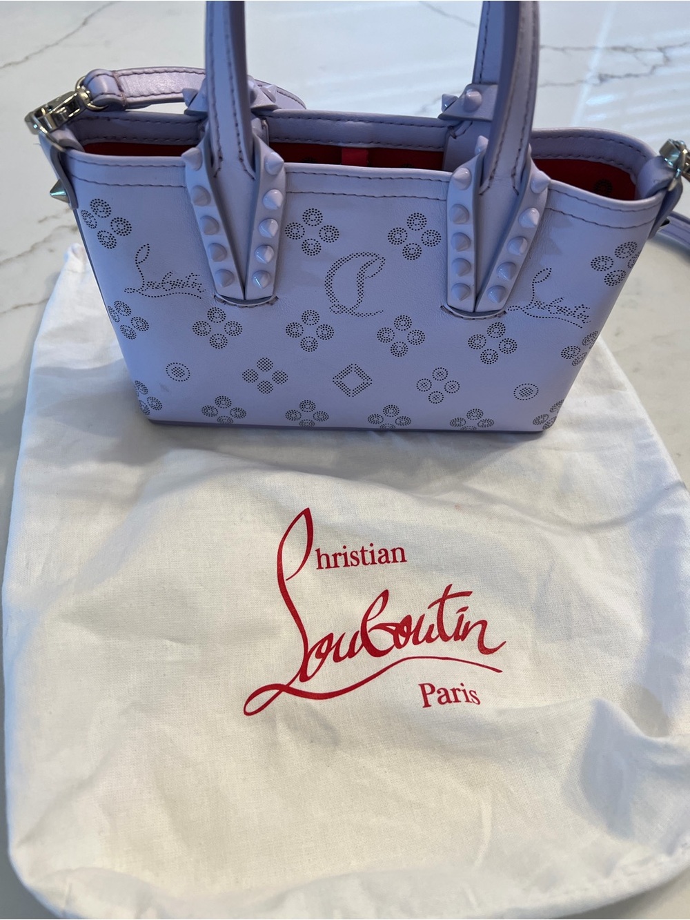 Christian Louboutin Lilac Studded Mini Tote Bag